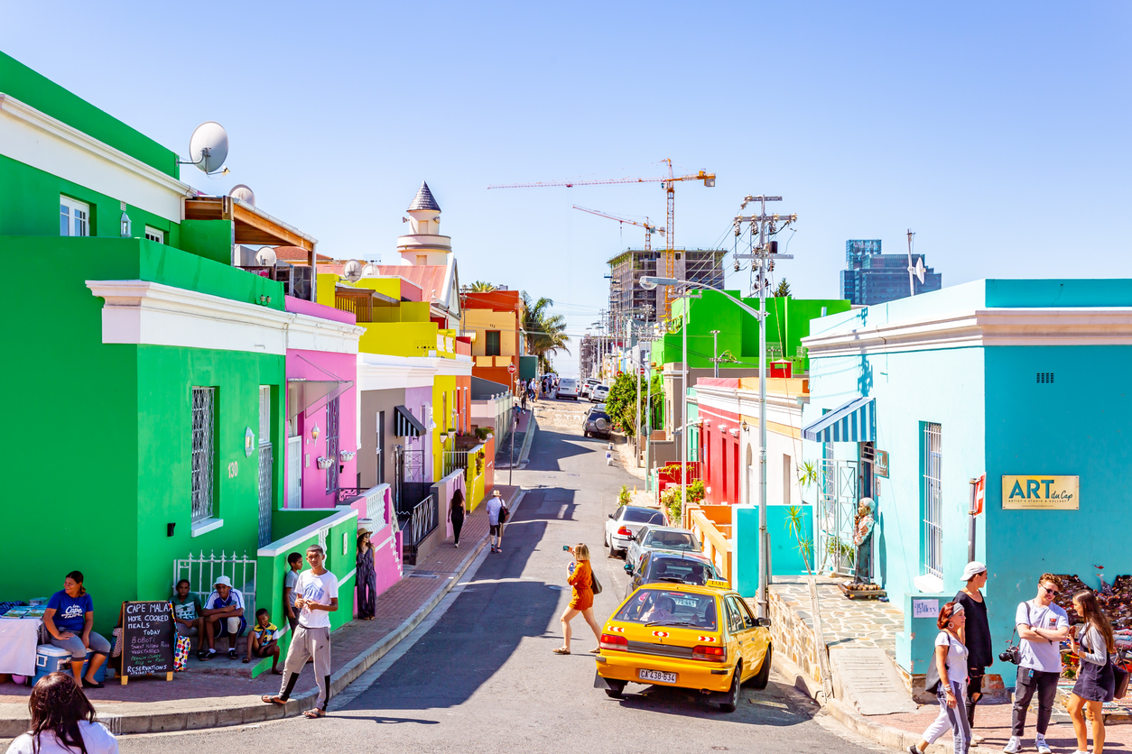 Coloridas casas en Ciudad del Cabo, Sudáfrica